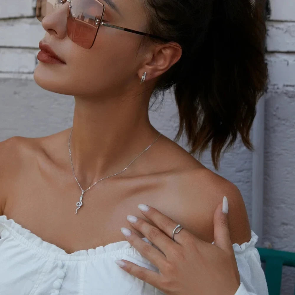 Captivating Beauty: Vintage Sterling Silver Snake jewellery Set with Crystals - Jewelry Sets