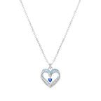Filigree Heart Sterling Silver Necklace With Blue Gemstones Pendant Necklaces