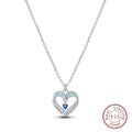 Filigree Heart Sterling Silver Necklace With Blue Gemstones Pendant Necklaces