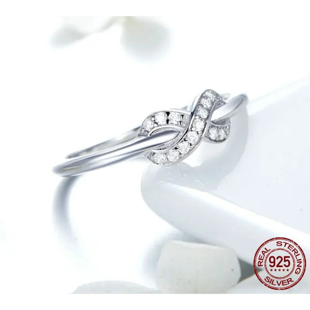 Forever Bound Sterling Silver Infinity Ring With Cubic Zirconia Rings