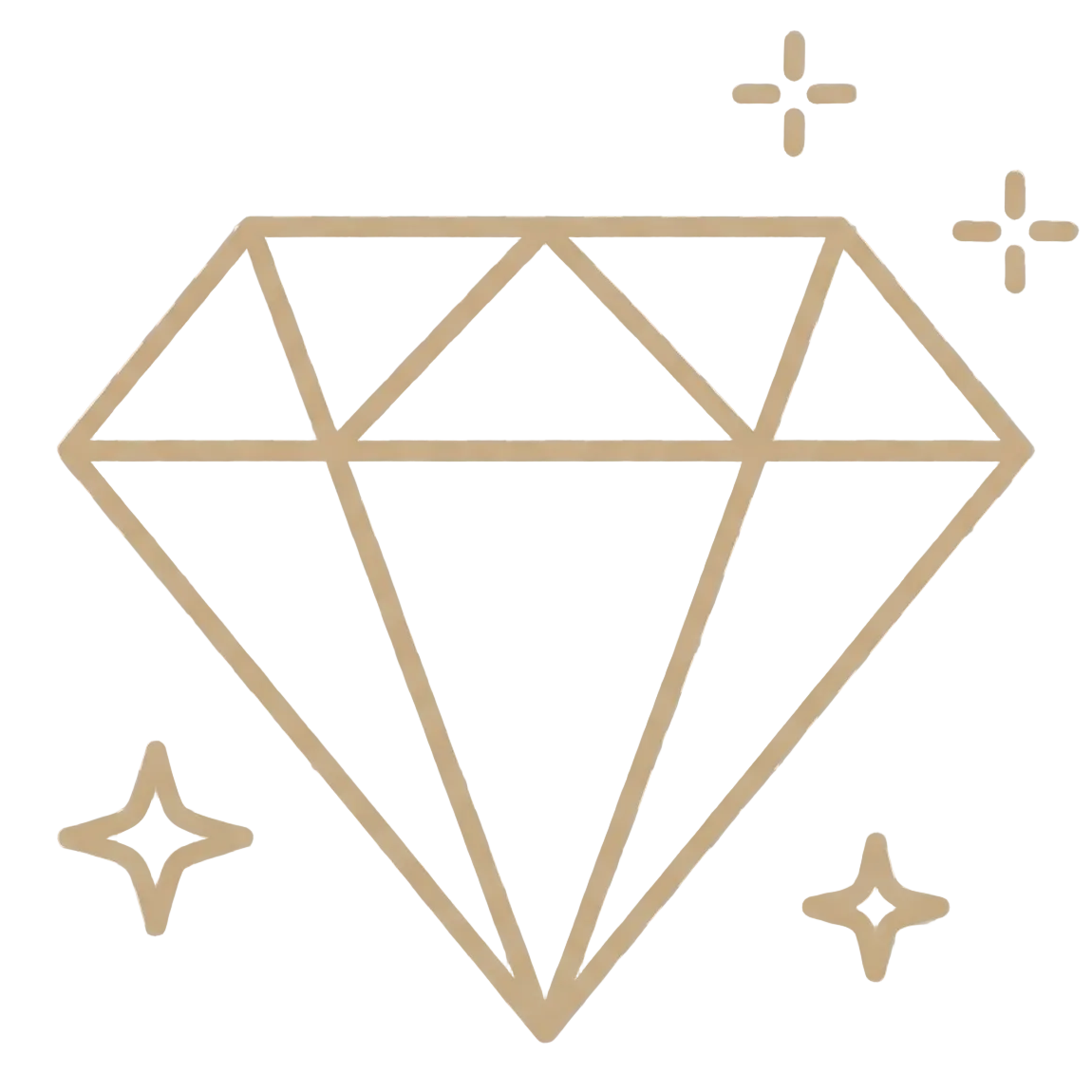 Gold diamond shape with starburst designs on a white background