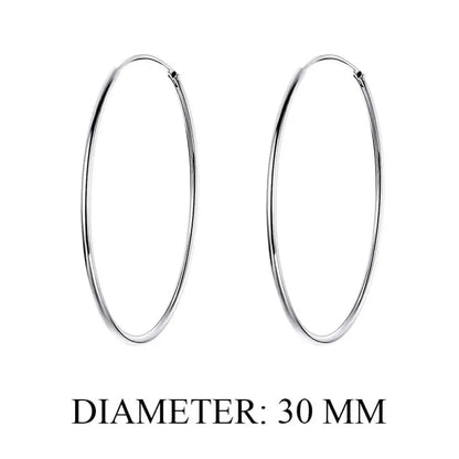 Stylish 925 Sterling Silver Large Hoop Earrings for Women - Trendy Circle Endless Huggie Big Hoops (30/40mm) - 30Mm