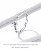 Simple Elegance: Sterling Silver Adjustable Zircon Band Ring Rings
