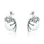Adorable Sloth Stud Earrings In Sterling Silver Cute Animal Jewelry