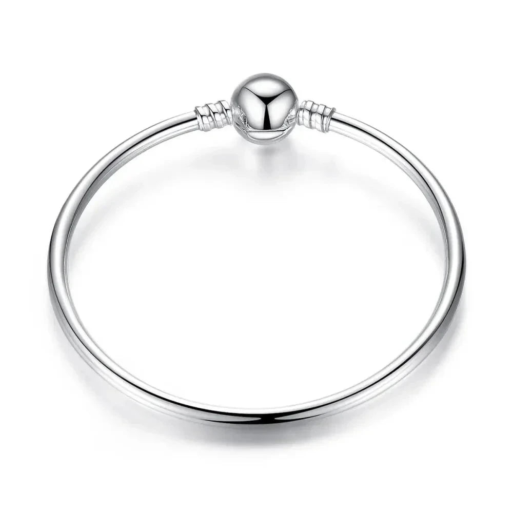 925 Sterling Silver Snake Chain Bangle & Bracelet Pave Setting CZ for Women Pendant Charm Bead DIY Luxury jewellery