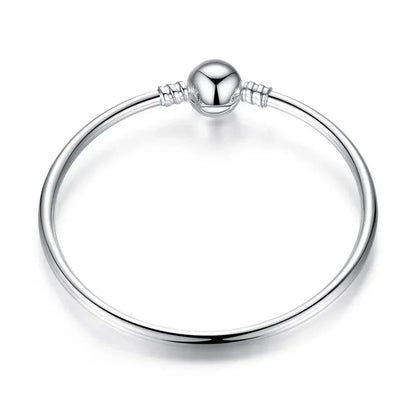 925 Sterling Silver Snake Chain Bangle & Bracelet Pave Setting CZ for Women Pendant Charm Bead DIY Luxury jewellery