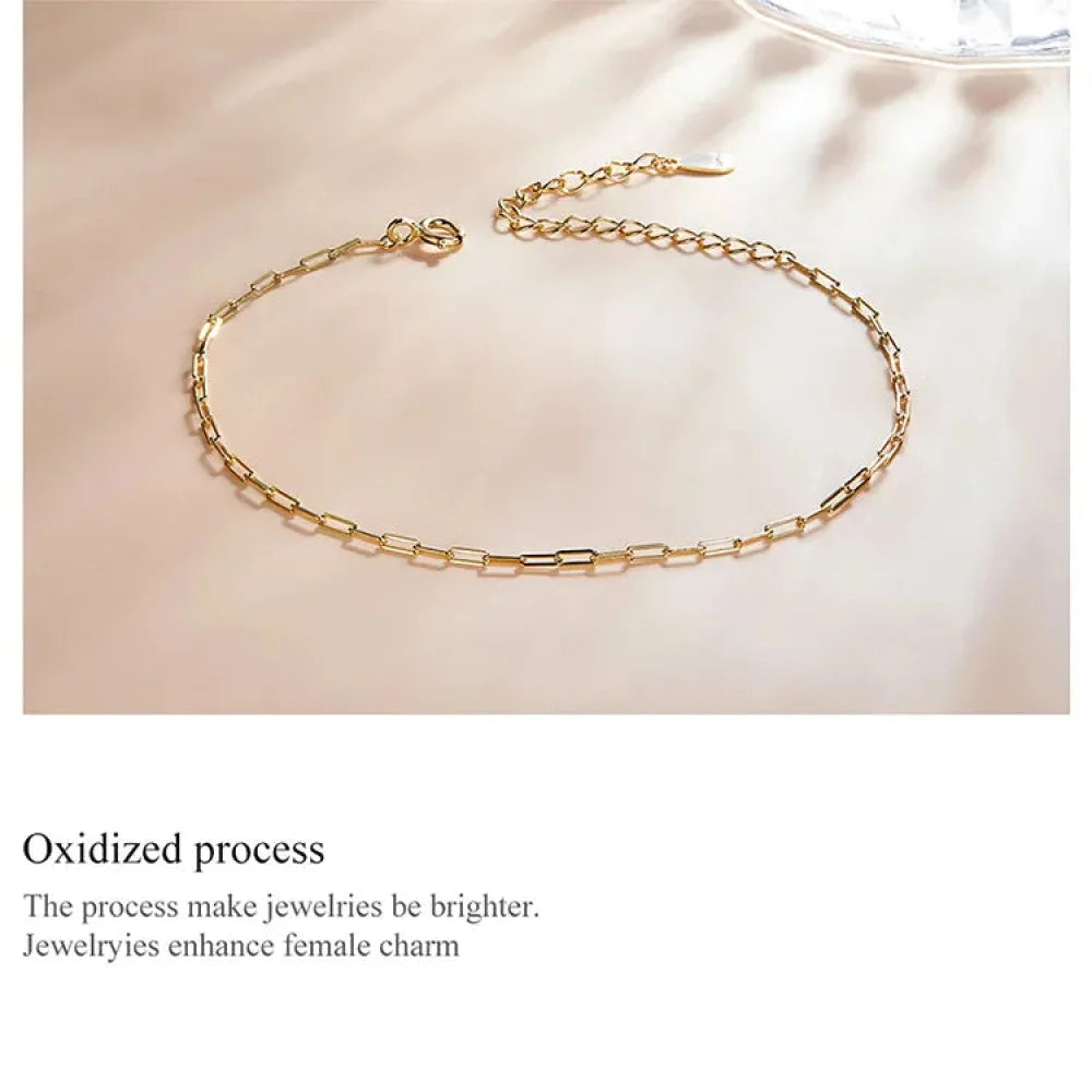 925 Sterling Silver Gold Cable Chain Bracelet | Hollow Link Women’s Fashion jewellery SCB221 - Bracelets