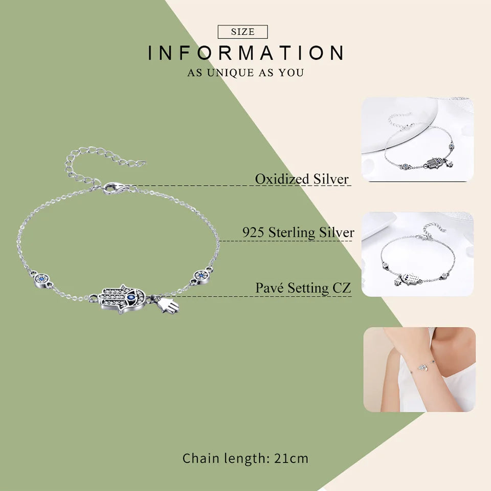 Protective Sterling Silver Lobster Clasp Blue Evil Eye Charm Bracelet - Bracelets