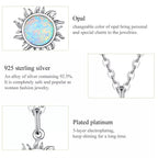 925 Sterling Silver White Opal Sun Pendant Necklace Apollo Chain for Women Necklaces