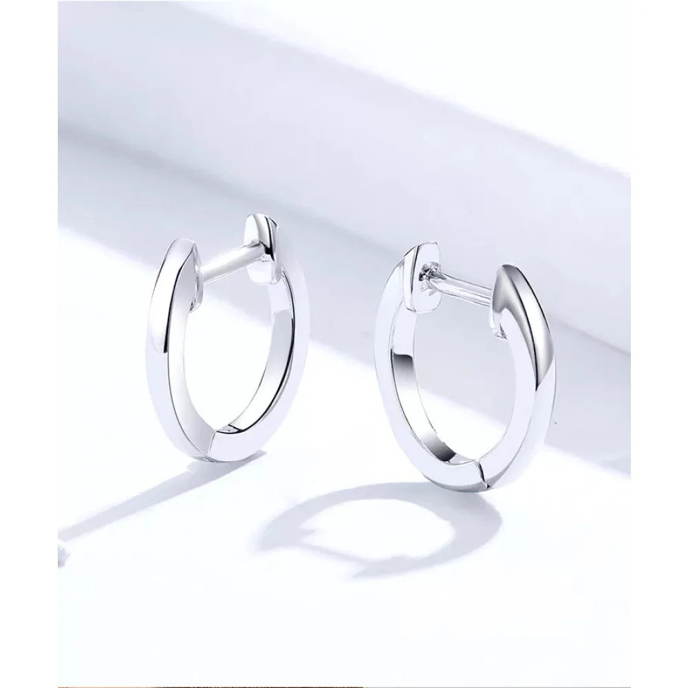 Genuine Sterling Silver Hoop Earrings - Elegant Rose Gold Color - Women’s Fashion jewellery SCE808