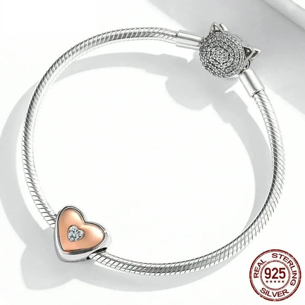 Two-Tone Heart Charm: Embrace Timeless Love - Charms