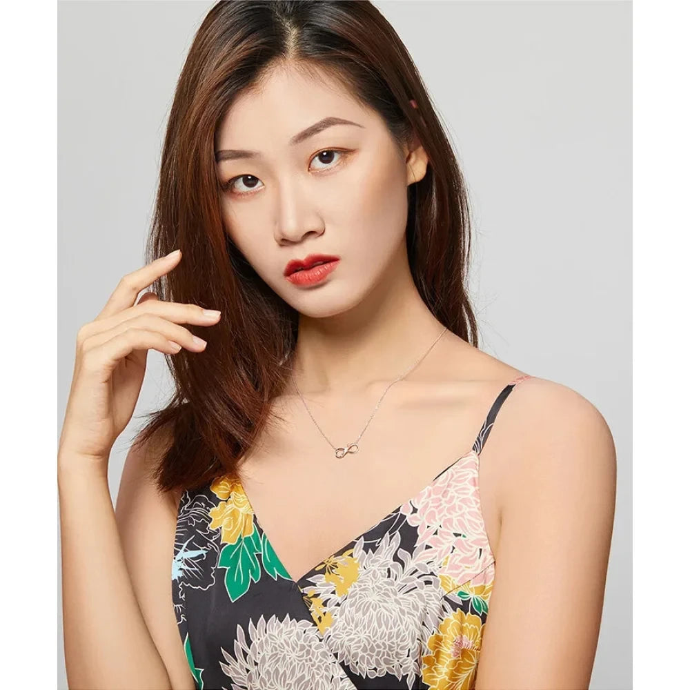 Delicate Rose: Sterling Silver Choker Necklace with Infinity Design - Necklaces