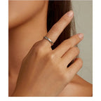 Vintage 925 Sterling Silver Embossed Pattern Ring Elegant Fine Jewelry For Women Rings