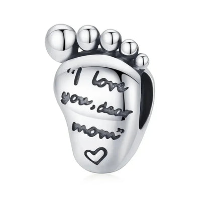 925 Sterling Silver Maternal Love Charm DIY - Touching Baby Feet Pendant for Bracelet - Scc1901 - Charms