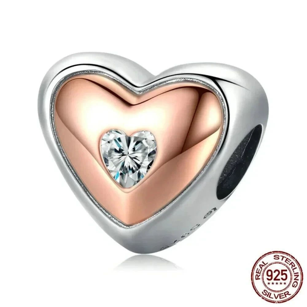 Two-Tone Heart Charm: Embrace Timeless Love - Charms