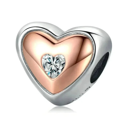Two-Tone Heart Charm: Embrace Timeless Love - Charms