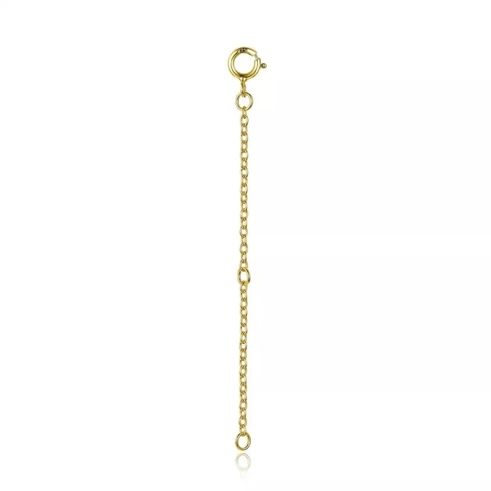 14K Gold Plated 925 Sterling Silver Necklace Extension Chains with Lobster Clasps for DIY jewellery Making - 2.36 Inch