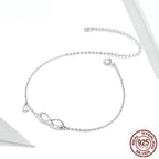 Elegant 925 Sterling Silver Infinity Chain Anklet Trendy Summer Foot Jewelry Anklets