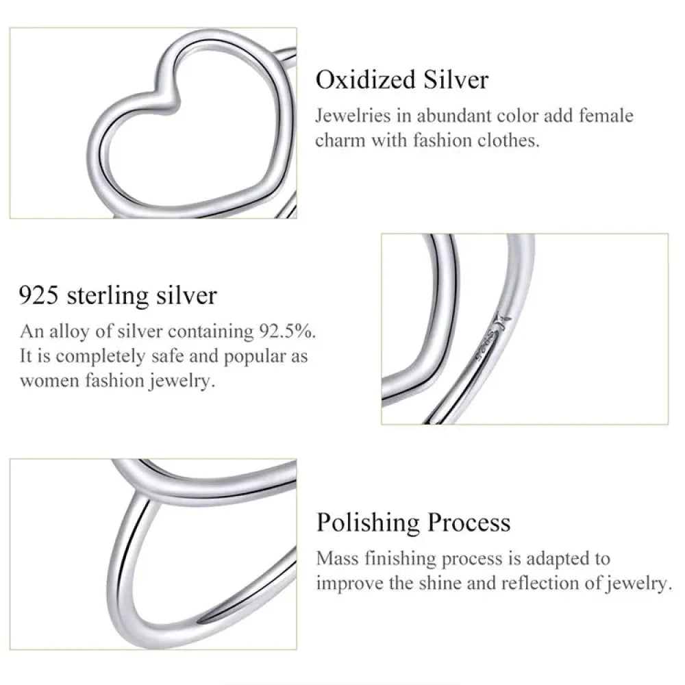 Exquisite 925 Sterling Silver Heart Rings for Women - Romantic Statement jewellery