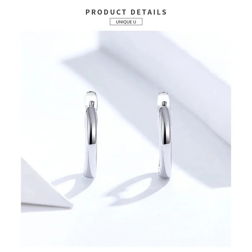 Genuine Sterling Silver Hoop Earrings - Elegant Rose Gold Color - Women’s Fashion jewellery SCE808
