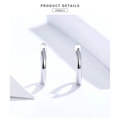 Genuine Sterling Silver Hoop Earrings - Elegant Rose Gold Color - Women’s Fashion jewellery SCE808