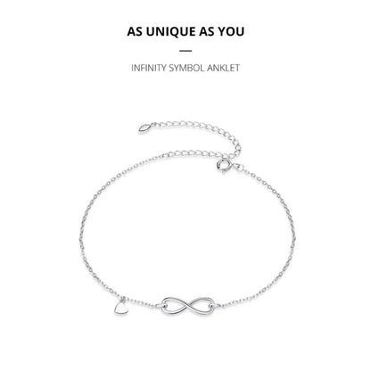 Elegant 925 Sterling Silver Infinity Chain Anklet - Trendy Summer Foot jewellery - Anklets