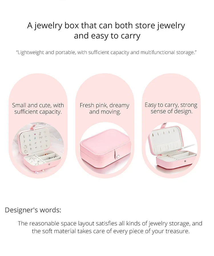 Treasure Keeper: Pink PU Leather jewellery Box for Rings Necklaces & More - Jewelry Boxes