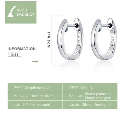 Genuine Sterling Silver Hoop Earrings - Elegant Rose Gold Color - Women’s Fashion jewellery SCE808