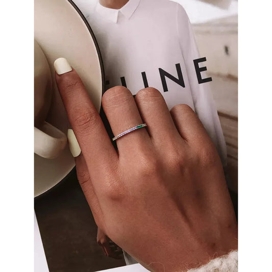 925 Sterling Silver Multicolor Zircon Finger Ring for Women - Trendy Fashion Dazzling CZ Stone Anillos jewellery Gift
