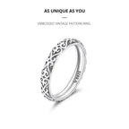 Vintage 925 Sterling Silver Embossed Pattern Ring Elegant Fine Jewelry For Women Rings