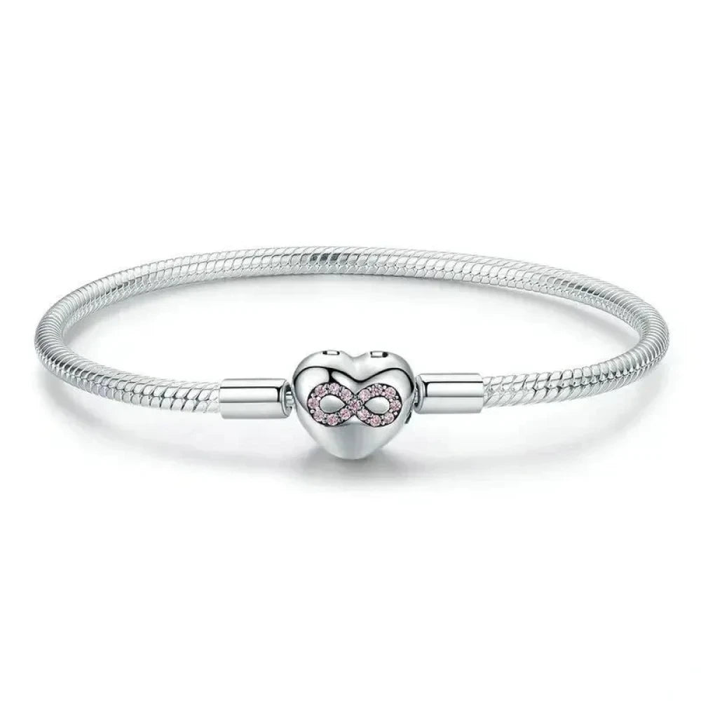 Entwined with Love: Sterling Silver Infinity Heart Bracelet - 19 Cm - Bracelets