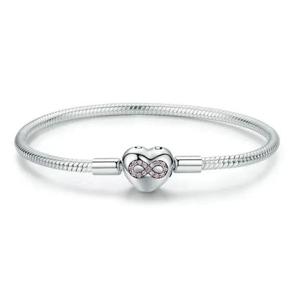 Entwined with Love: Sterling Silver Infinity Heart Bracelet - 19 Cm - Bracelets