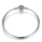 925 Sterling Silver Snake Chain Bangle & Bracelet Pave Setting Cz For Women Pendant Charm Bead Diy Luxury Jewelry