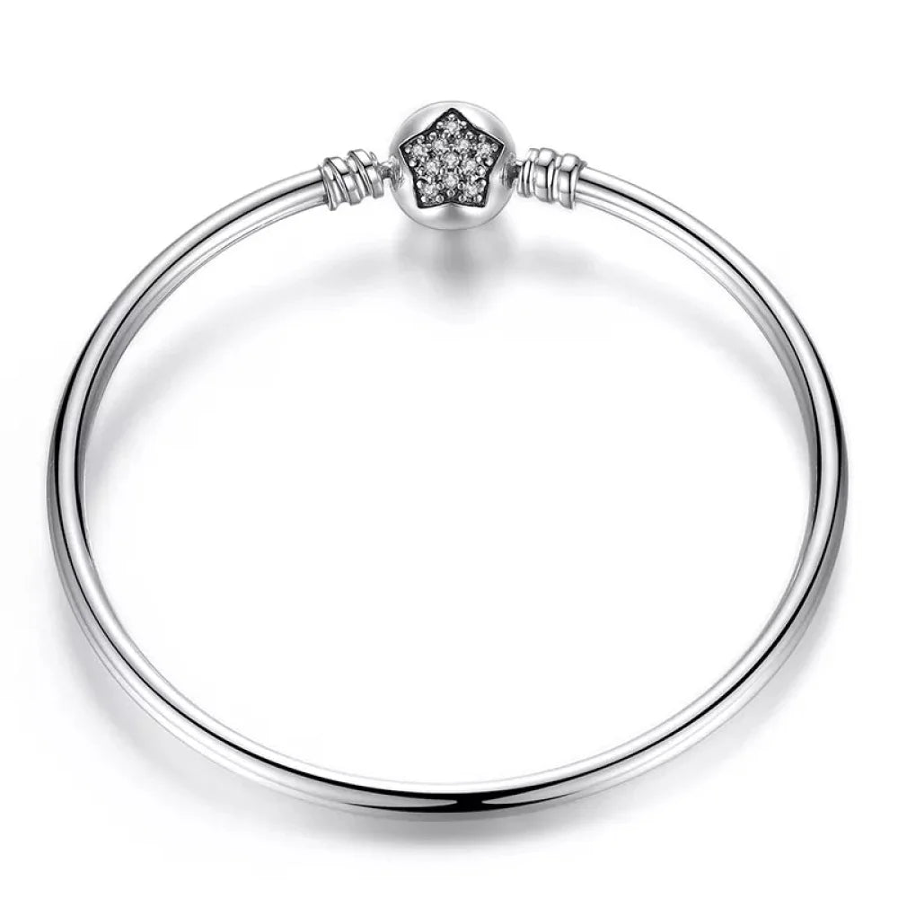925 Sterling Silver Snake Chain Bangle & Bracelet Pave Setting CZ for Women Pendant Charm Bead DIY Luxury jewellery