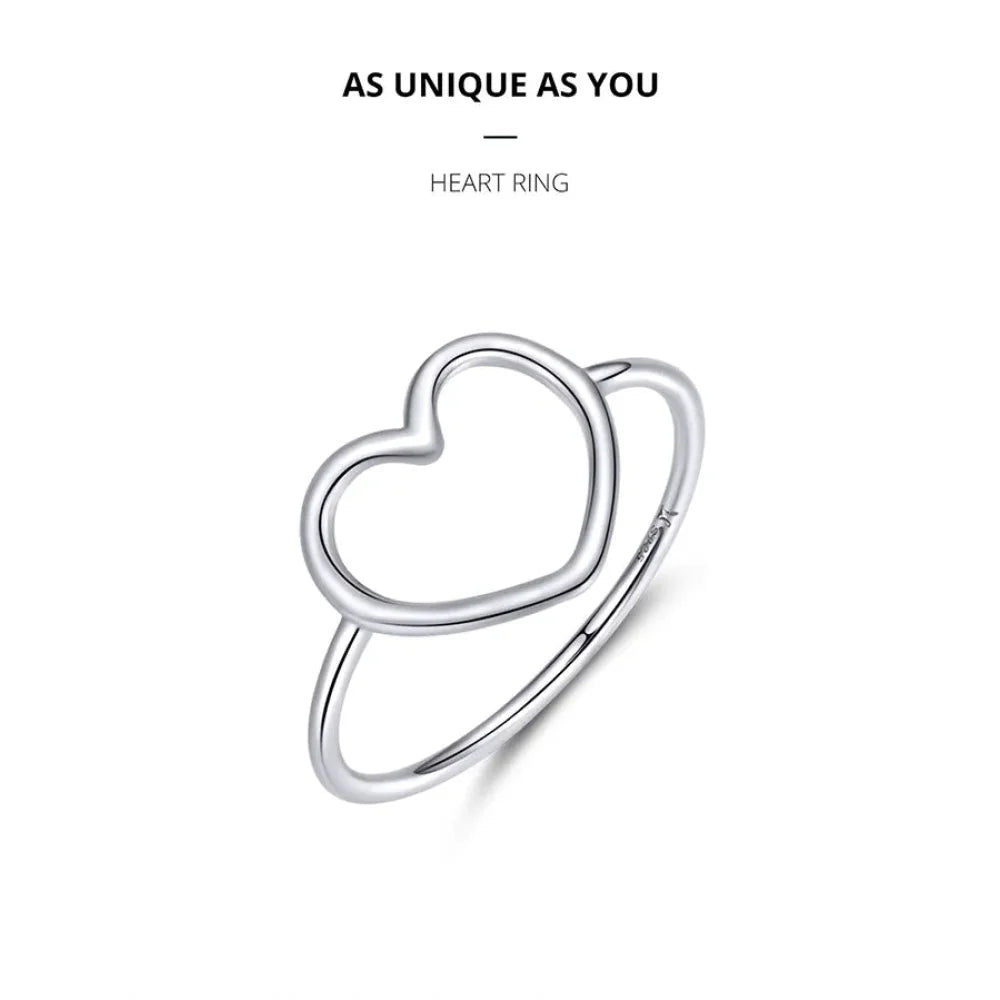 Exquisite 925 Sterling Silver Heart Rings for Women - Romantic Statement jewellery