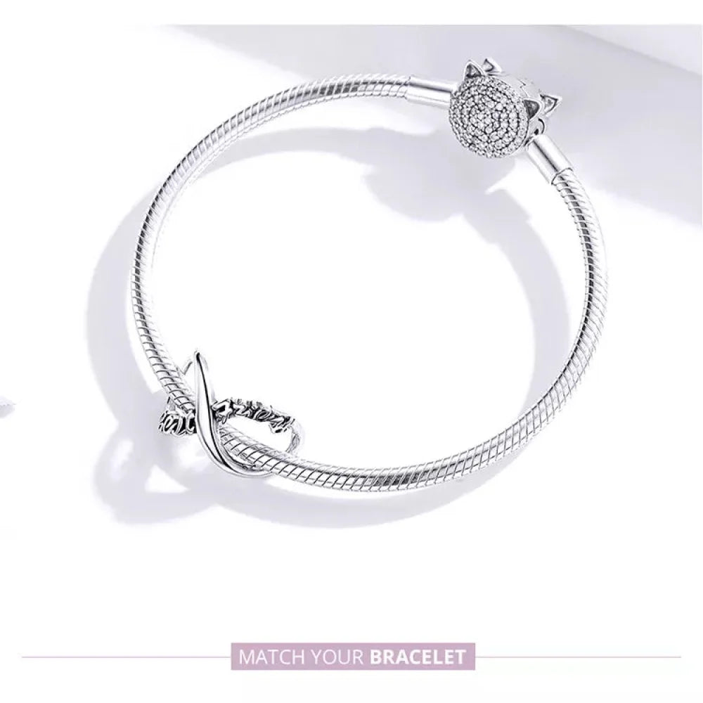 925 Sterling Silver Clear 5A Crystal Collection Family Heart Cross Charm Beads for Bracelet & Necklace Pendant - Charms