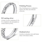 Vintage 925 Sterling Silver Embossed Pattern Ring Elegant Fine Jewelry For Women Rings