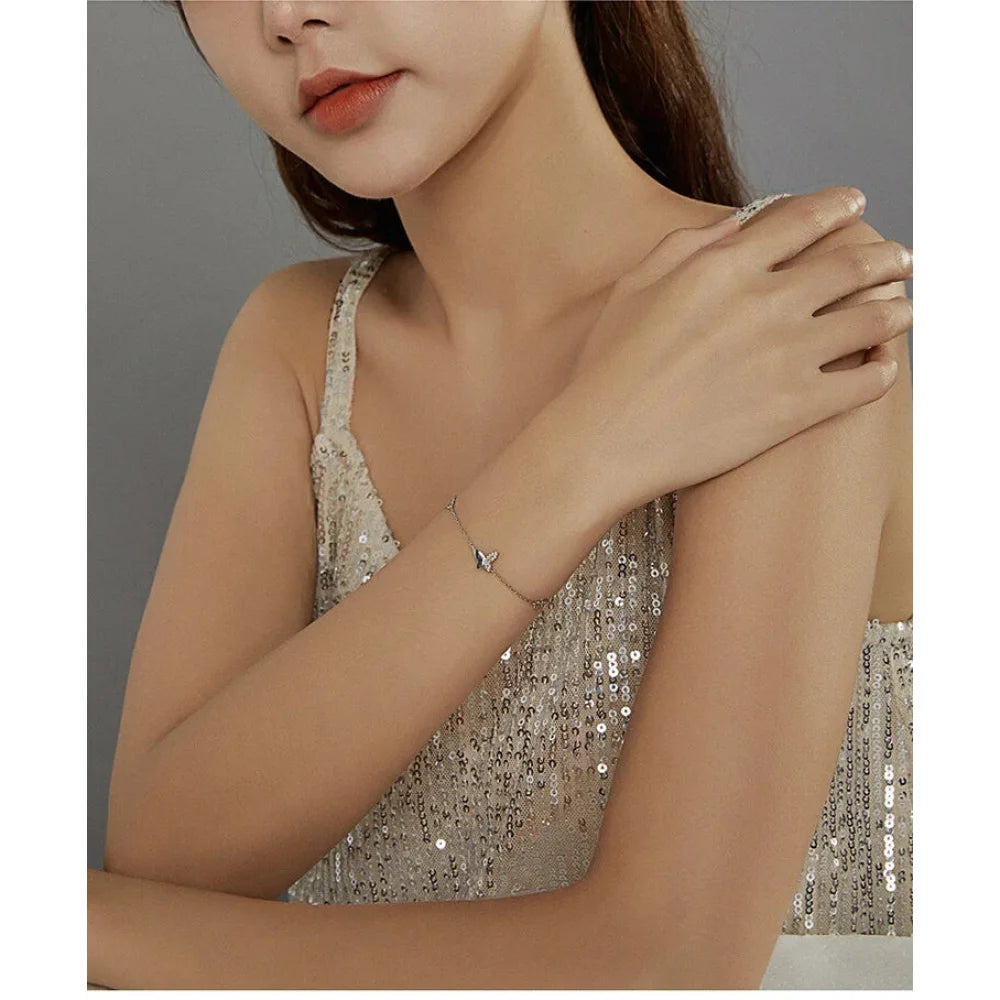 Delicate Sterling Silver Butterfly Bracelet - A Symbol of Freedom and Transformation - Bracelets