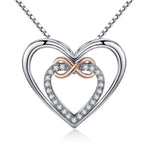 Entwined Hearts: Sterling Silver Infinity Necklace With Double Hearts Necklaces