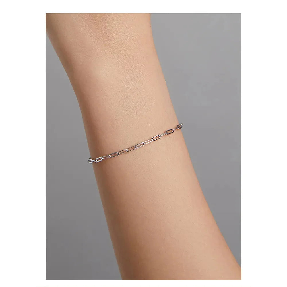 925 Sterling Silver Gold Cable Chain Bracelet | Hollow Link Women’s Fashion jewellery SCB221 - Bracelets