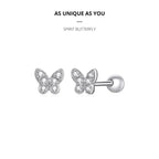 925 Sterling Silver Star And Butterfly Stud Earrings Delicate Fine Jewelry
