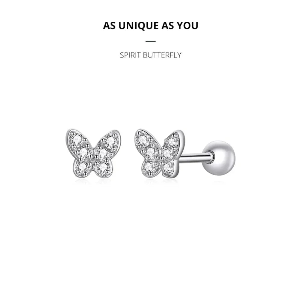 925 Sterling Silver Star and Butterfly Stud Earrings - Delicate Fine jewellery