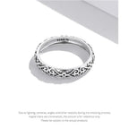 Vintage 925 Sterling Silver Embossed Pattern Ring Elegant Fine Jewelry For Women Rings