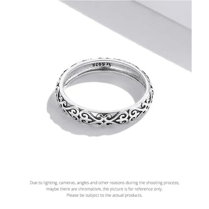 Vintage 925 Sterling Silver Embossed Pattern Ring - Elegant Fine jewellery for Women - Rings