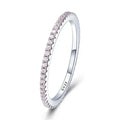 925 Sterling Silver Cz Simulated Diamond Stackable Ring Platinum Plated Eternity Bands For Women Pink / 5 Rings