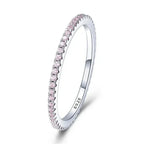 925 Sterling Silver Cz Simulated Diamond Stackable Ring Platinum Plated Eternity Bands For Women Pink / 5 Rings