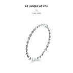 925 Sterling Silver Braided Texture Twisted Eternity Band Stackable Rings Fine Jewelry