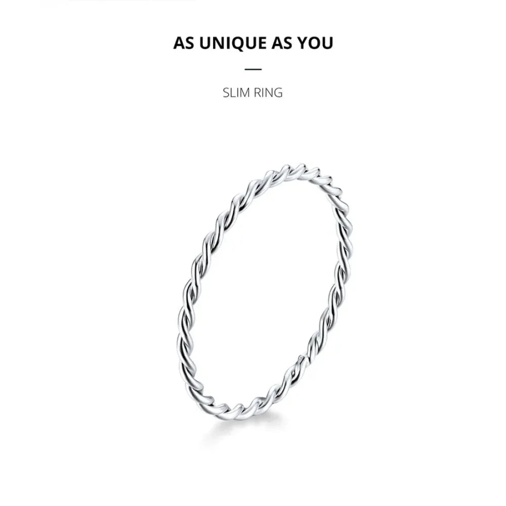 925 Sterling Silver Braided Texture Twisted Eternity Band Stackable Rings - Fine jewellery