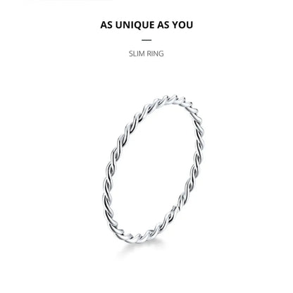925 Sterling Silver Braided Texture Twisted Eternity Band Stackable Rings - Fine jewellery