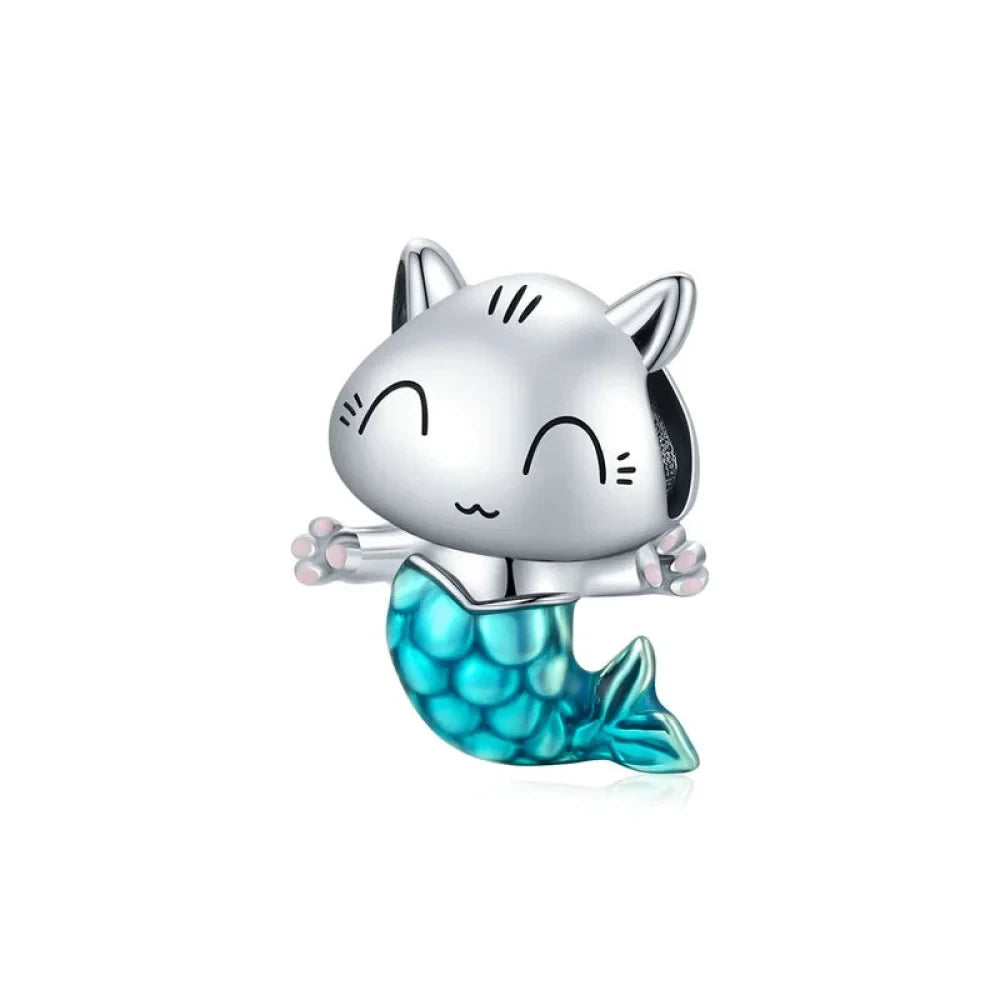 Sterling Silver Panda Charm with Bamboo - Compatible Bracelets - Kitty Mermaid - Charms